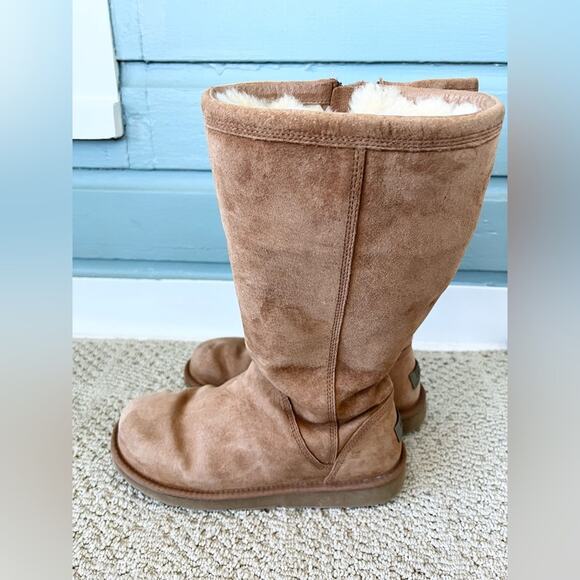 Ugg Australia Alber boots tall full zip brown suede sheepskin winter fall boot 9 - Picture 8 of 15